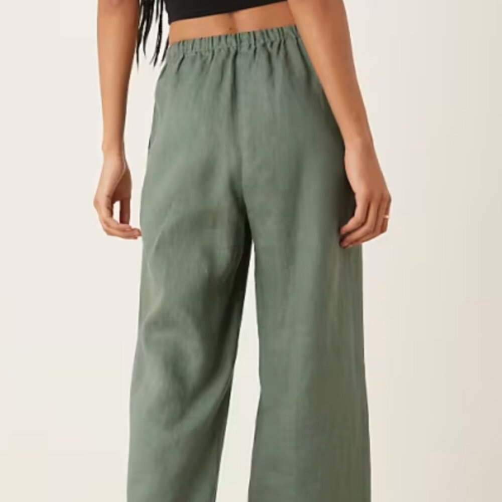 Mango Straight Slauchy Green Pants - Size XS